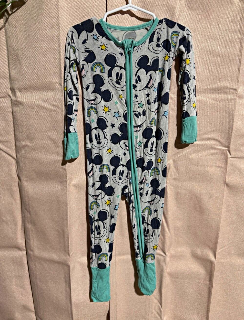 Disney Mickey Mouse Footed Zip One-Piece Sleeper, Long Sleeve 12-18 Months